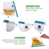 Reusable Silicone Food Bag - 1 Large 50oz + 3 Small 30oz - Airtight Ziplock Seal Keeps Food Fresh - FDA Approved