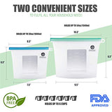 Reusable Silicone Food Bag - 1 Large 50oz + 3 Small 30oz - Airtight Ziplock Seal Keeps Food Fresh - FDA Approved