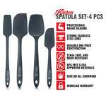 Silicone Spatula Set | 4 Versatile Tools Non-Stick & Heat Resistant | Strong Stainless Steel Core